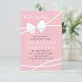 Neem een boek Kaart, Baby shower, roze, grijs Informatiekaartje (Staand voorkant)