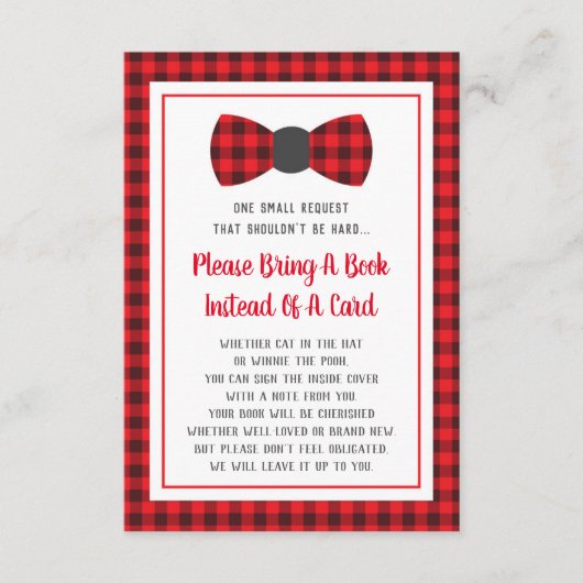 Neem een boek Kaart, klein Man, Baby shower Informatiekaartje (Voorkant)