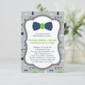 Neem een boek Kaart, klein Man, Baby shower Informatiekaartje (Staand voorkant)