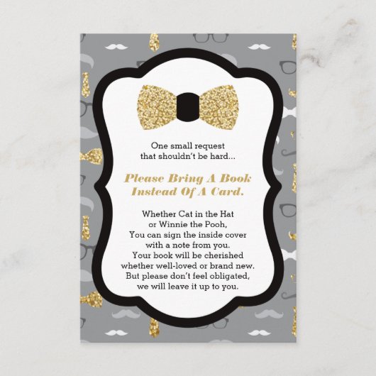 Neem een boek Kaart, klein Man, faux glitter Informatiekaartje (Voorkant)