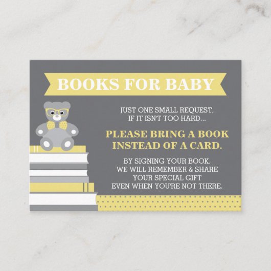 Neem een boek Kaart, klein Man, teddybeer Informatiekaartje (Voorkant)