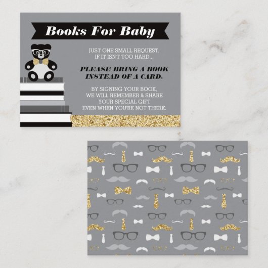 Neem een boek Kaart, klein Man, teddybeer Informatiekaartje (Voorkant / Achterkant)