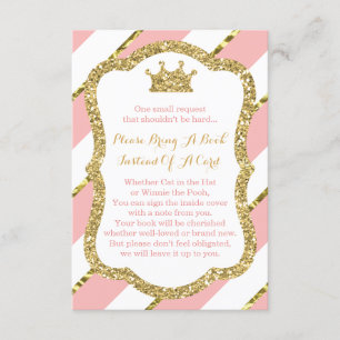 Neem een boek Kaart, kleine prinses, faux glitter Informatiekaartje