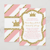 Neem een boek Kaart, kleine prinses, faux glitter Informatiekaartje (Voorkant / Achterkant)