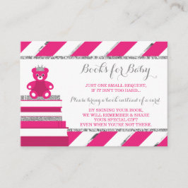 Neem een boek Kaart, kleine prinses, faux glitter Informatiekaartje