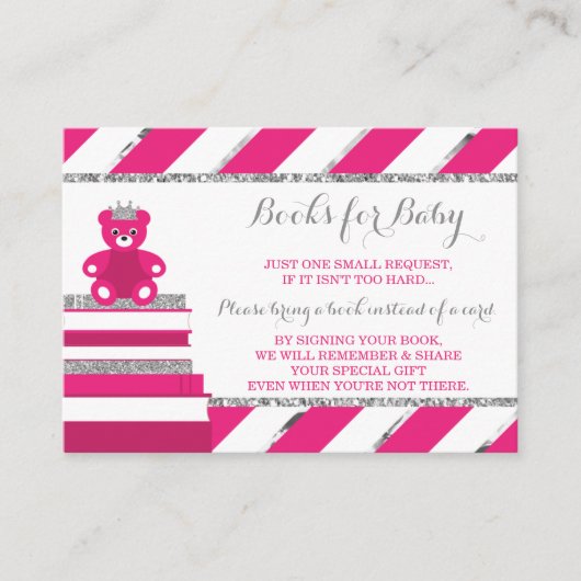 Neem een boek Kaart, kleine prinses, faux glitter Informatiekaartje (Voorkant)