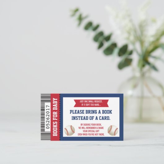 Neem een boek Kaart, sport ticket, Baby shower Informatiekaartje (Staand voorkant)