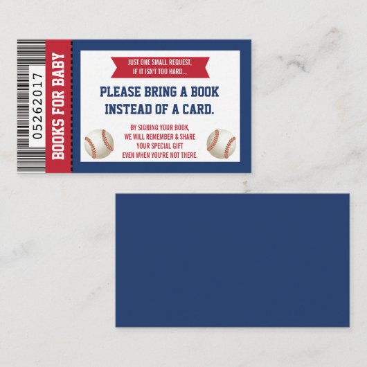 Neem een boek Kaart, sport ticket, Baby shower Informatiekaartje (Voorkant / Achterkant)
