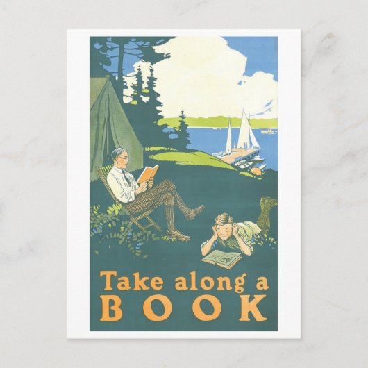 "Neem een boek mee"  Bibliotheek Poster Briefkaart (Voorkant)