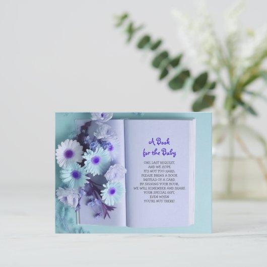 NEEM EEN BOEK MEE Blauwe Roze Baby Boy Shower Kaart (Staand voorkant)