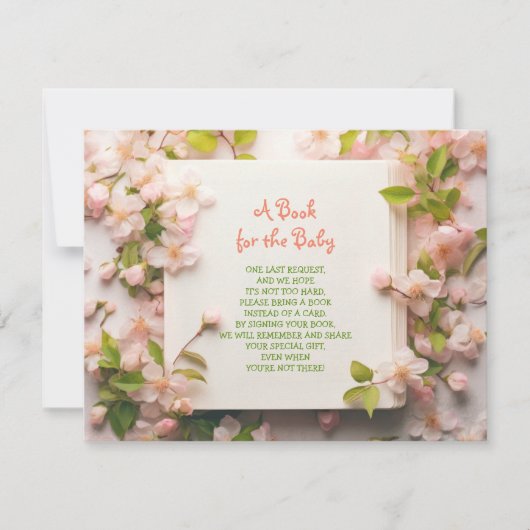 NEEM EEN BOEK Peach Rozen Roze Baby shower Kaart (Voorkant)