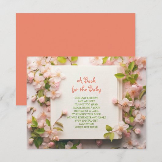 NEEM EEN BOEK Peach Rozen Roze Baby shower Kaart (Voorkant / Achterkant)