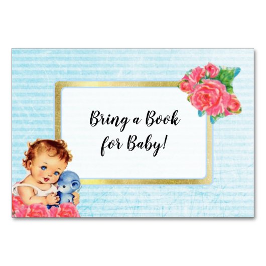 Neem een Boek voor Baby Meisje en Rozen Kaart (Voorkant)