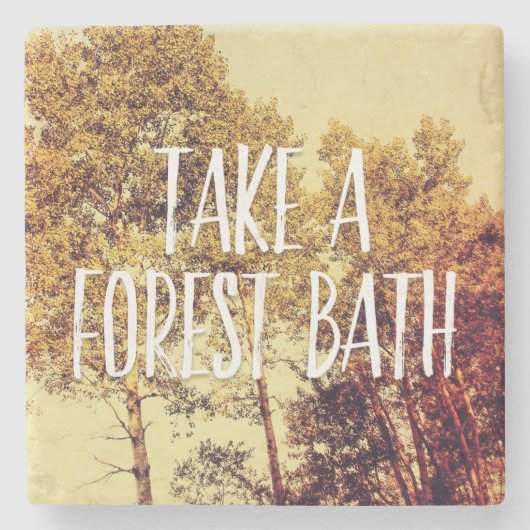 Neem een bosbad Northern Birch Trees Art Stenen Onderzetter (Voorkant)