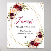 Neem een Bourgogne Floral geometrisch Poster (Voorkant)