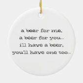 Neem een bruisend kerstbeer pong met gedicht. keramisch ornament (Achterkant)
