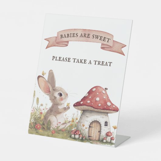 Neem een  Bunny Baby shower Reclamebord Met Voetstuk (Voorkant)