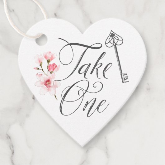 Neem een elegant script Key & Florals Bedankjes Labels (Voorkant)