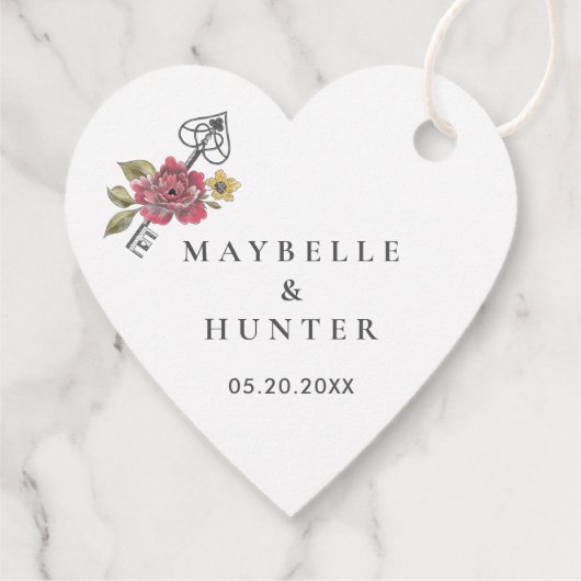 Neem een elegant script  Key & Florals Bedankjes Labels (Achterkant)