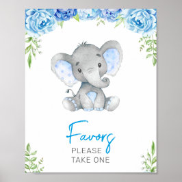 Neem een Elephant Baby Boy Shower Poster