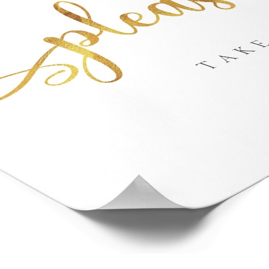 Neem een | Favors Gold Trendy Wedding Sign Poster (Hoek)
