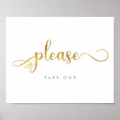 Neem een | Favors Gold Trendy Wedding Sign Poster (Voorkant)
