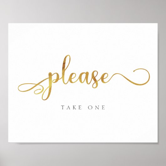 Neem een | Favors Gold Trendy Wedding Sign Poster (Voorkant)