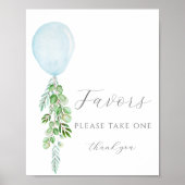 Neem één Favors Sign Blue-ballonballon Baby shower Poster (Voorkant)