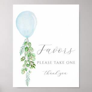 Neem één Favors Sign Blue-ballonballon Baby shower Poster