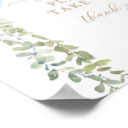 Neem één Favors Sign Blue-ballonballon Baby shower Poster (Hoek)