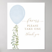 Neem één Favors Sign Blue-ballonballon Baby shower Poster (Voorkant)
