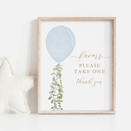 Neem één Favors Sign Blue-ballonballon Baby shower Poster