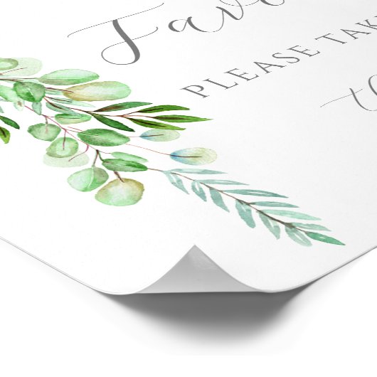 Neem één Favors Sign Blue-ballonballon Baby shower Poster (Hoek)