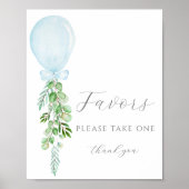 Neem één Favors Sign Blue-ballonballon Baby shower Poster (Voorkant)