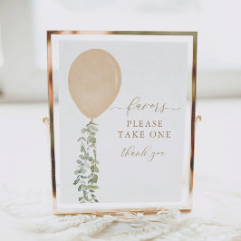 Neem één Favors Sign Gold Balloon-Baby shower Poster