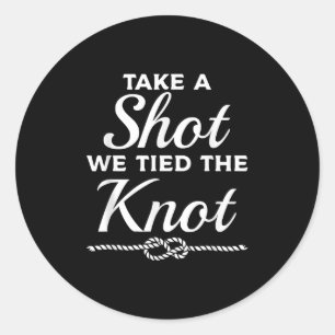 Neem een foto die we de huwelijksreis rond de knoo ronde sticker