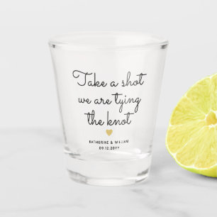 Neem een foto die we met de knot bruiloft willen v shot glas