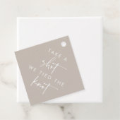 Neem een foto van de Knot Taupe bruiloft. Bedankjes Labels (In situ)