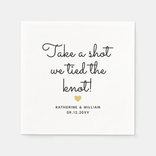 Neem een foto we hebben de knoop aangepaste trouwd servet (Voorkant)