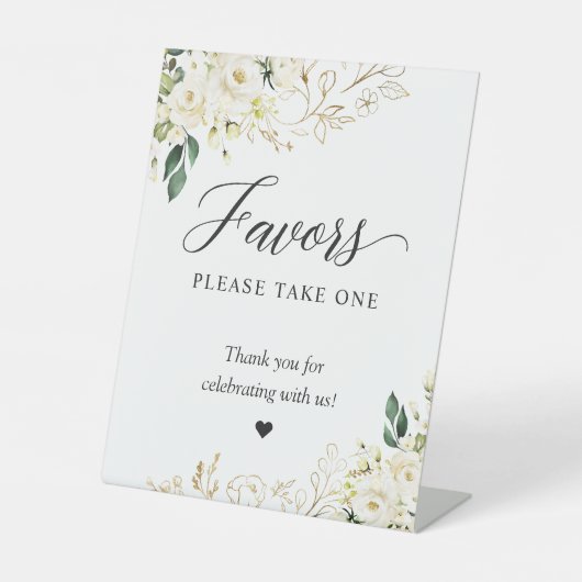 Neem een gouden witte Floral Reclamebord Met Voetstuk (Voorkant)