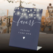Neem een gunst Navy Blue String Lights Reclamebord Met Voetstuk