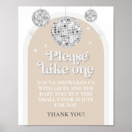 Neem een gunst Teken Disco Ball Baby shower Poster