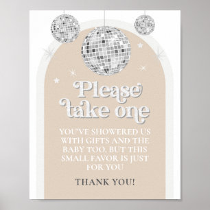 Neem een gunst Teken Disco Ball Baby shower Poster