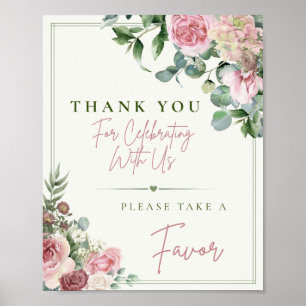 Neem een gunstbord Stof Roze bloemen Poster