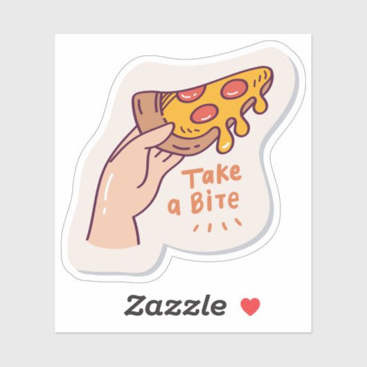 Neem een hapje pizza fun Custom-Cut Vinyl Sticker (Vel)