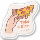 Neem een hapje pizza fun Custom-Cut Vinyl Sticker (Voorkant)
