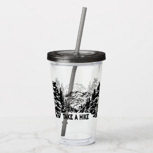 Neem een Hike quote monochrome berglandschap Acryl Drinkbeker