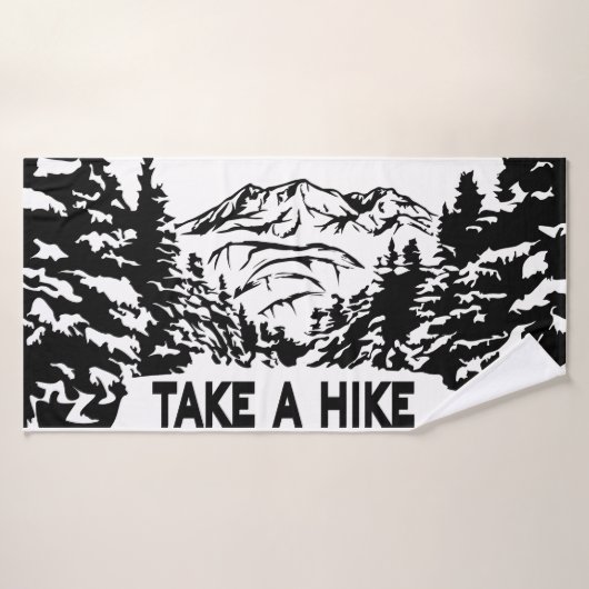 Neem een Hike quote monochrome berglandschap Badhanddoek (Badhanddoek)