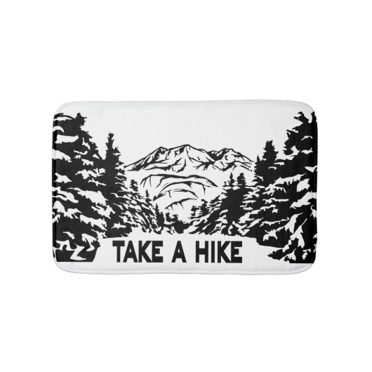 Neem een Hike quote monochrome berglandschap Badmat (Voorkant)