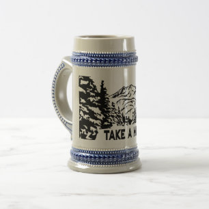 Neem een Hike quote monochrome berglandschap Bierpul